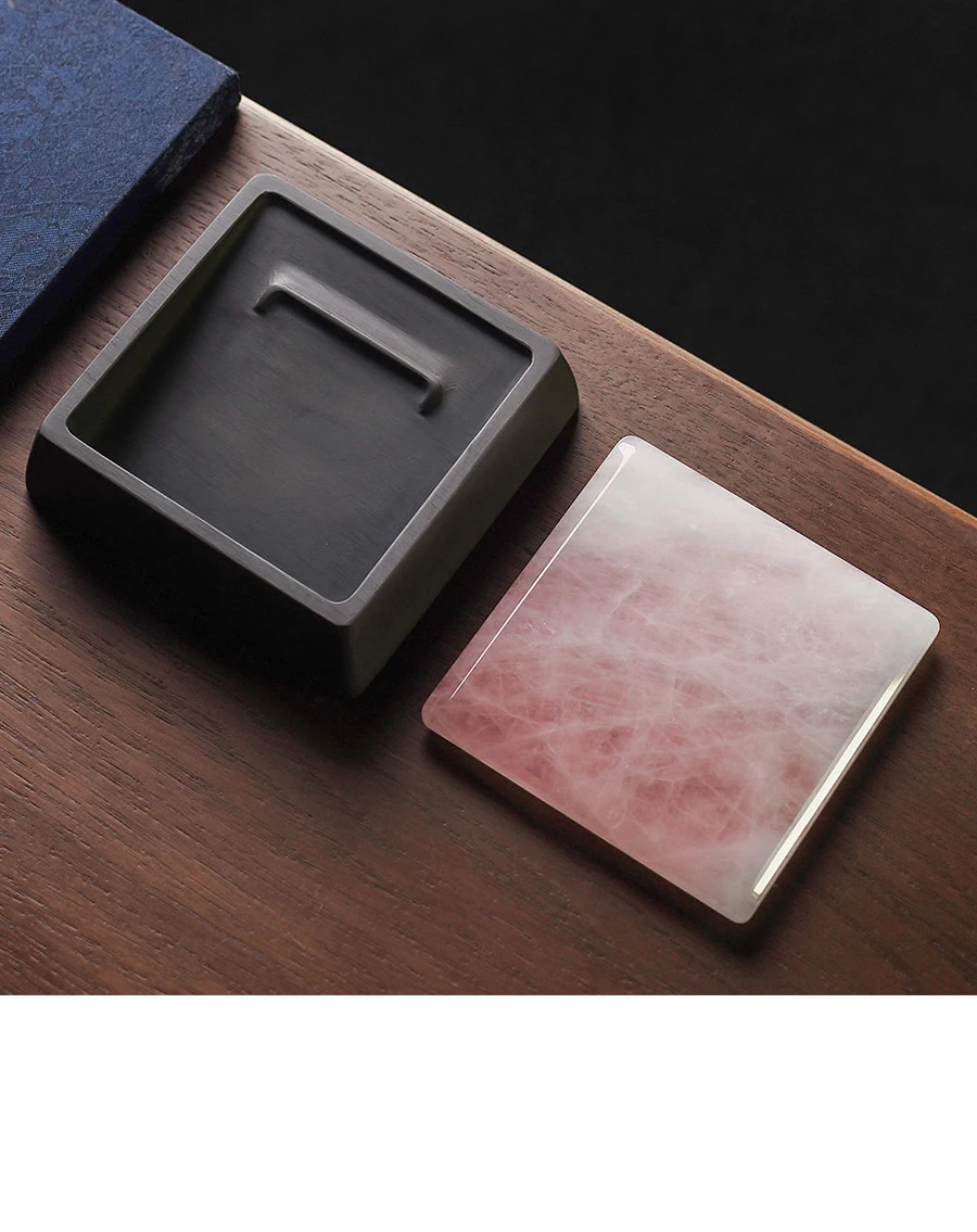 

Inkstone rough stone with cover Crystal stone cover Brush ink special for calligraphy