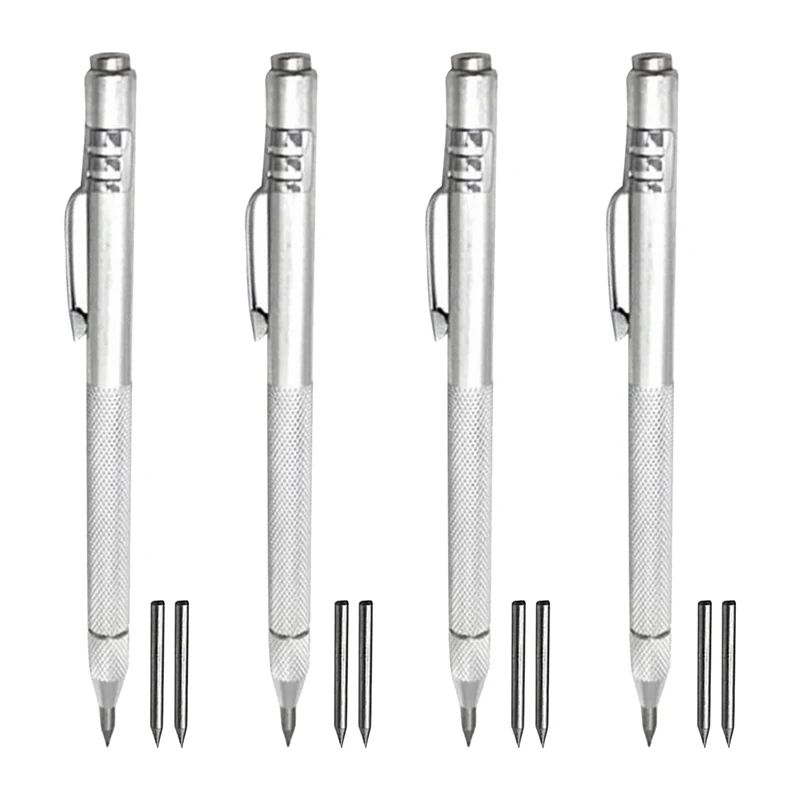 

4Pcs Tungsten Carbide Scriber With Magnet, Aluminum Etching Engraving Pen, With 8 Replacement Marking Heads