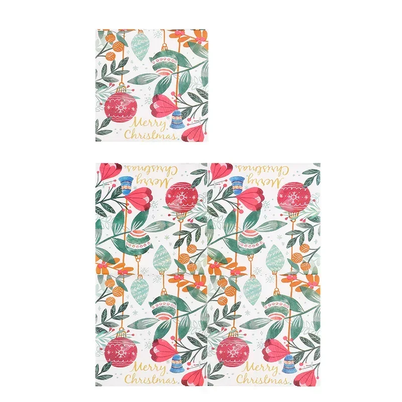 20 قطعة 33 سنتيمتر 2-Ply عيد الميلاد المناديل عيد الميلاد مصابيح كهربائية ملونة الأزهار ورق مطبوع المفارش فراشة العظام بارت ورقة