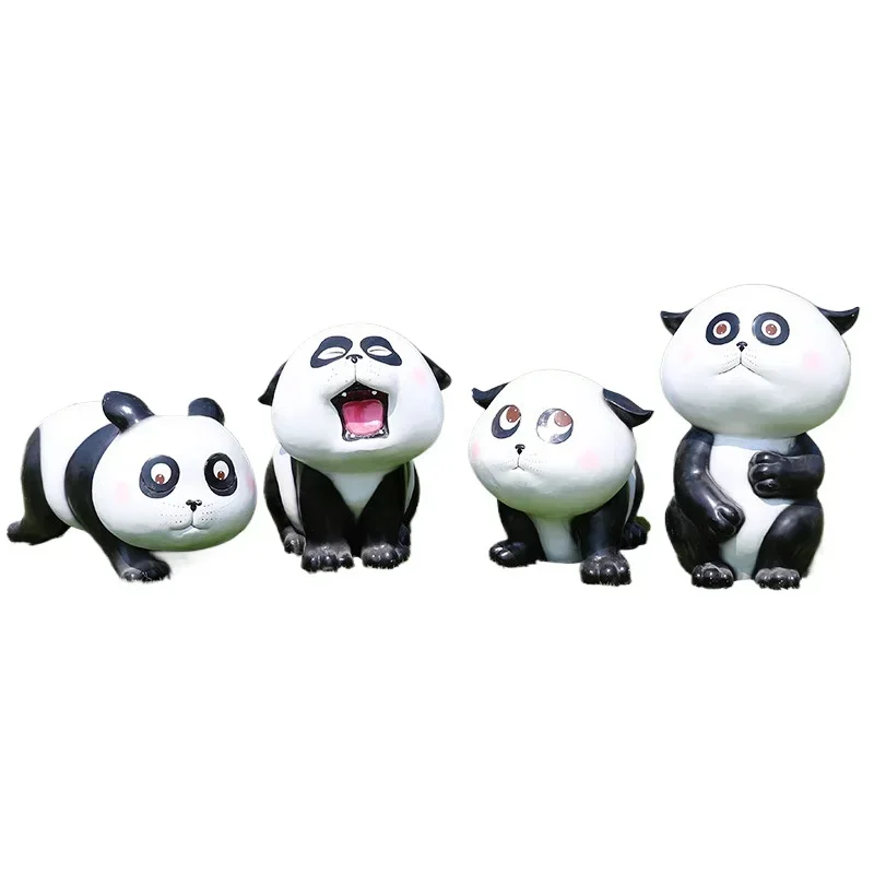 Cartoon panda ornament fiberglass sculpture outdoor garden landscape garden kindergarten sales office lawn decoration
