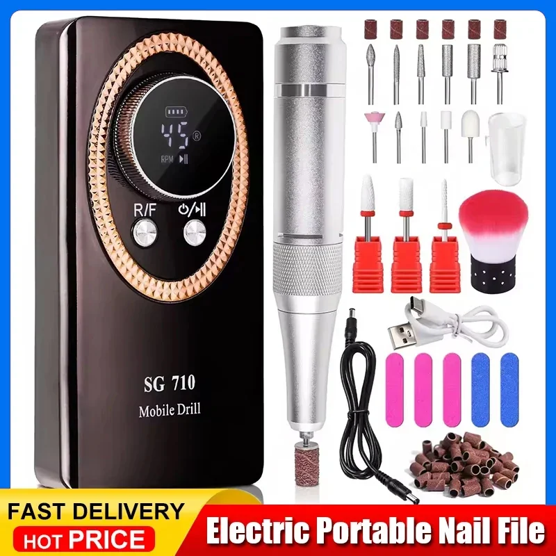 

45000 об/мин, дрель для ногтей, маникюрный перезаряжаемый резак с ЖК-дисплеем, портативная электрическая пилочка для ногтей, дрели для ногтей для акрила