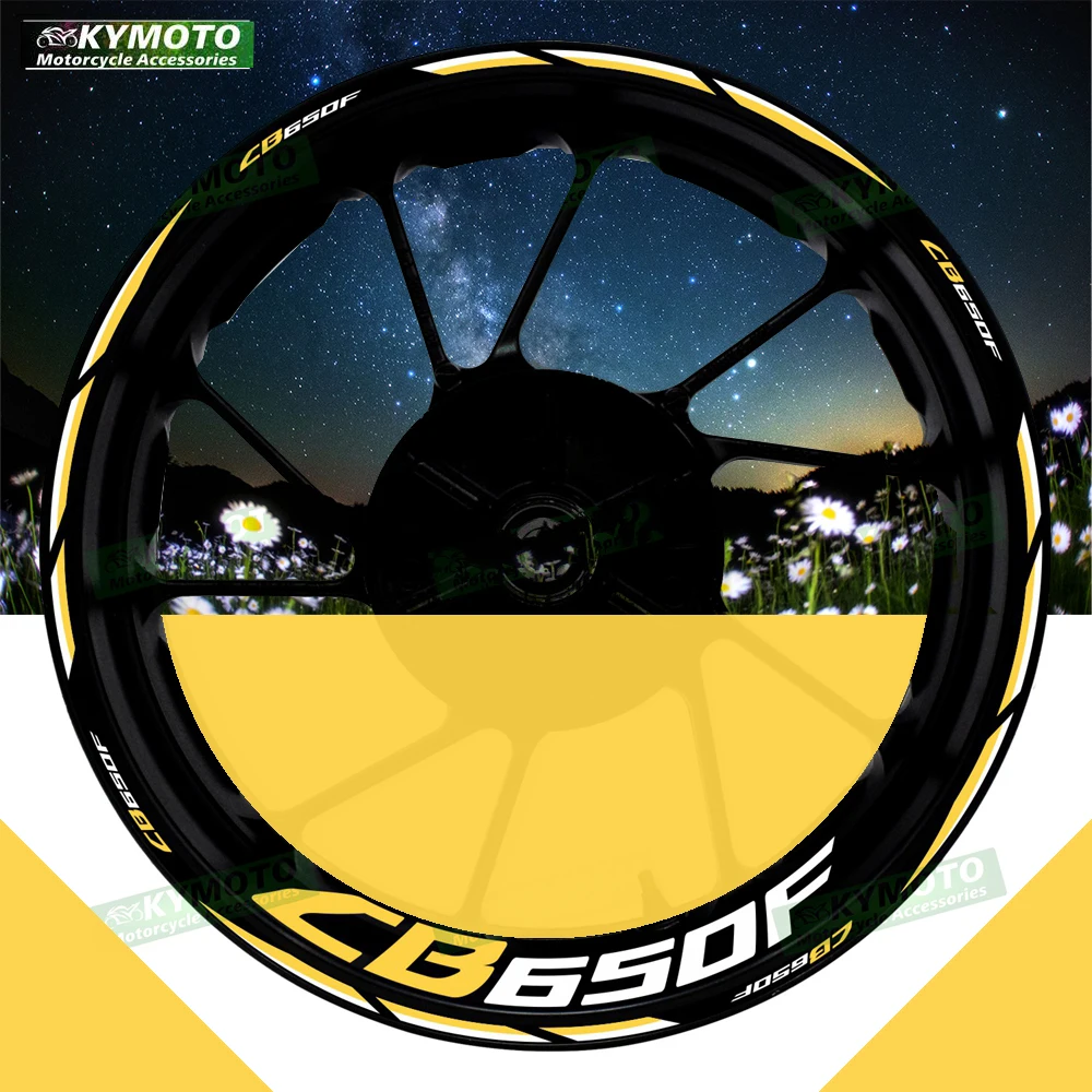 ملحقات الدراجة النارية Honda CB650F CB 650F مقاس 17 بوصة ملصقات العجلات الأمامية والخلفية ملصقات حافة عجلة عاكسة معدلة