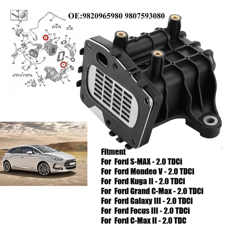 Car EGR Valve Cooler Housing For Citroen Peugeot Ford 2.0 Diesel 9820965980 Exhaust Gas Recirculation Valve A9807593080