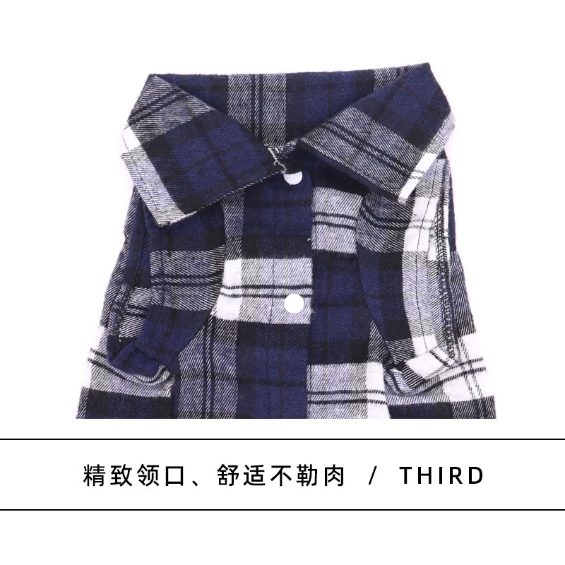 British Style Dog Clothes Summer Pet Plaid Shirt Lapel Coat Cat Jacket Clothes Costume Puppy Kitten Top Apparel - Image 4