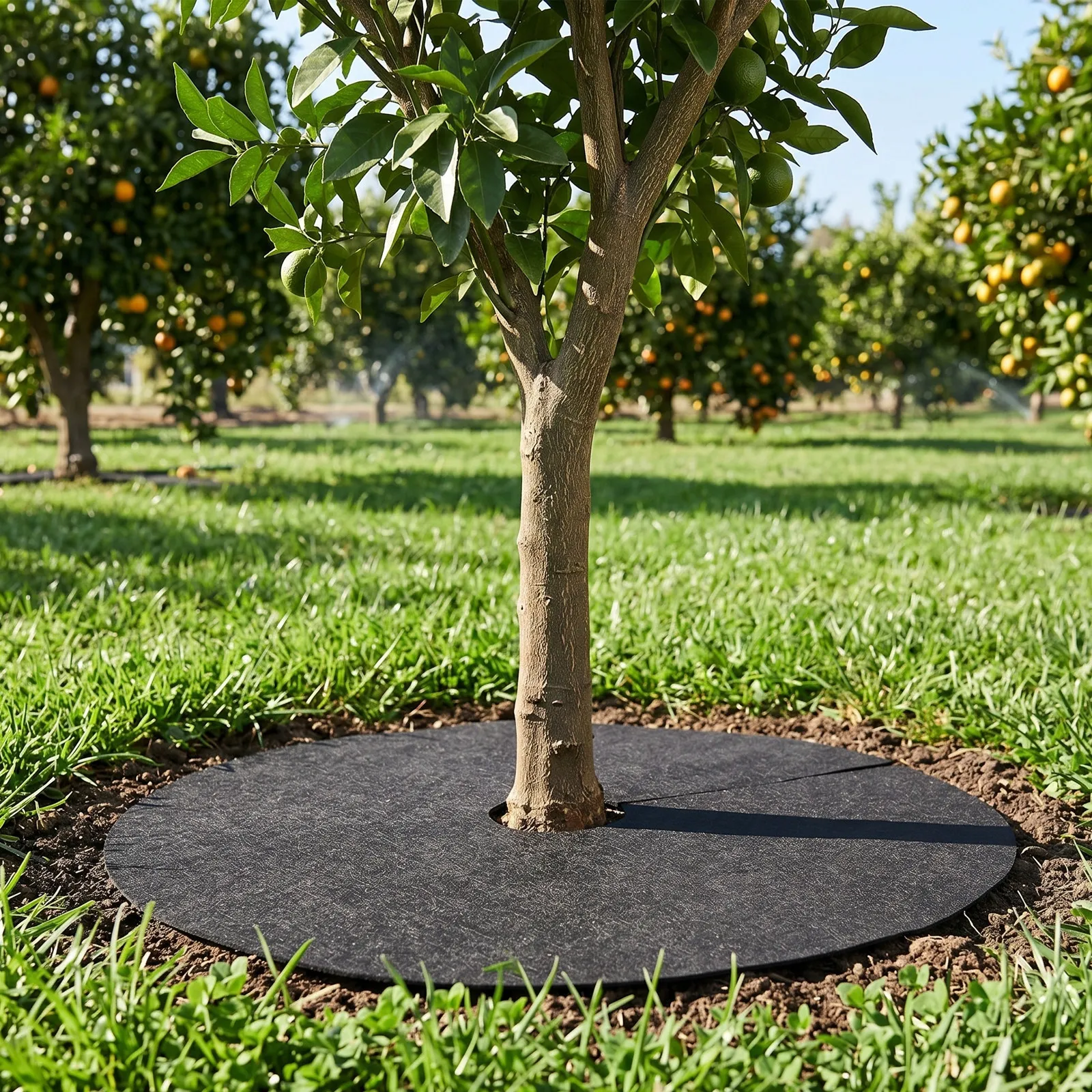 

10Pcs Garden Weeding Cloth Nonwoven Heavy Duty Biodegradable Weed Barrier Fabric for Orchard Agriculture Plants Trees Round
