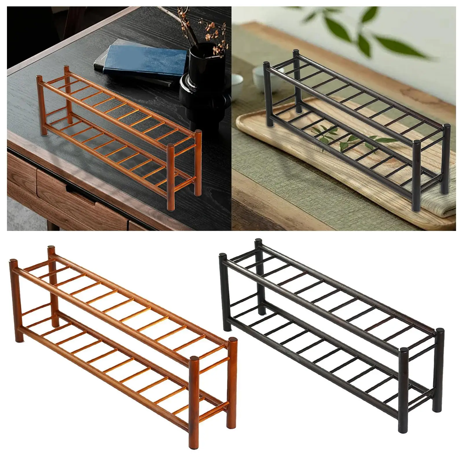 

Bamboo Tea Cup Storage Rack Drain Rack Stable Gift Lightweight Portable Cup