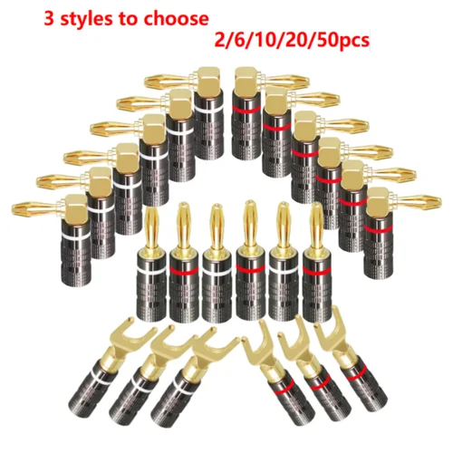 2/6/10/20/50 Uds. Conector macho de 4mm conectores Banana de altavoz de Audio Hifi chapados en oro de 24K para altavoces y amplificadores