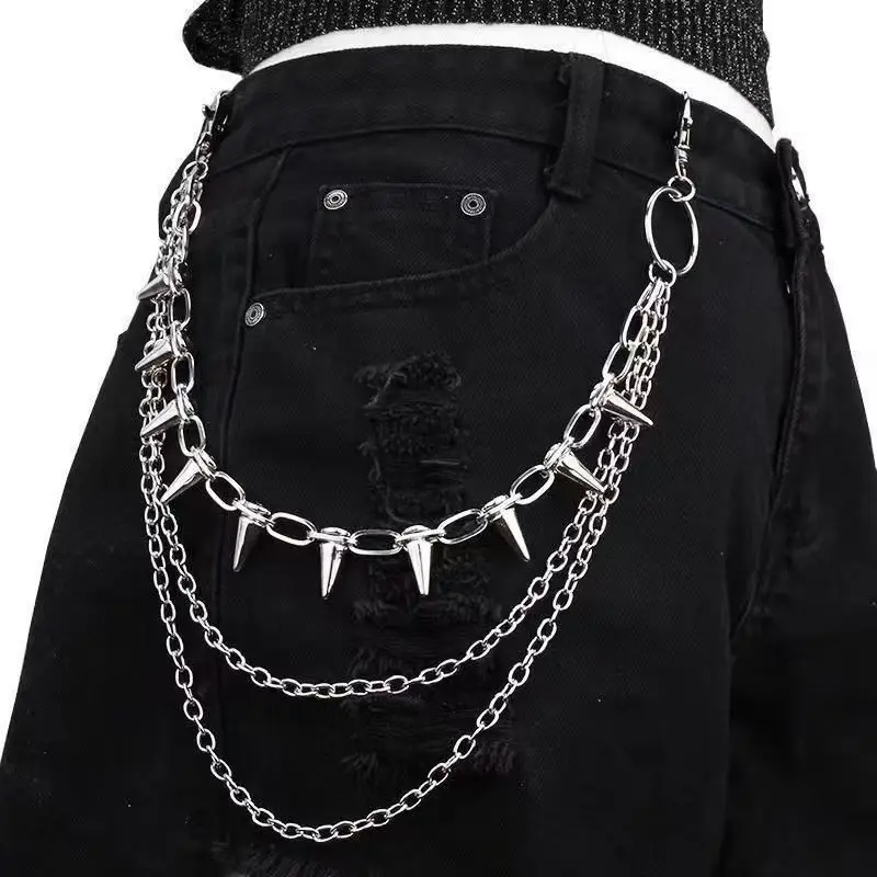 Persönlichkeit Crazy Hunter Übertriebene Spitzenhose mit Kettenanhänger Retro Cool Metall Punk Rock Hip Hop Taillenkette Damengürtel – Detail 2