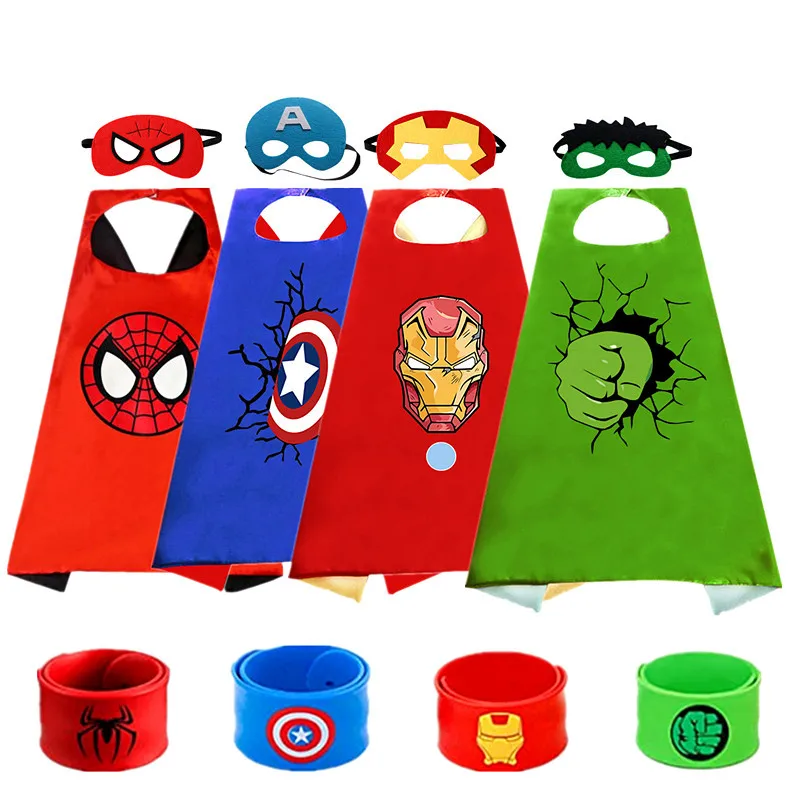 Набор из 4 предметов: детская накидка супергероя с браслетом-застежкой и маской из фильма для костюмированной вечеринки на Хэллоуин