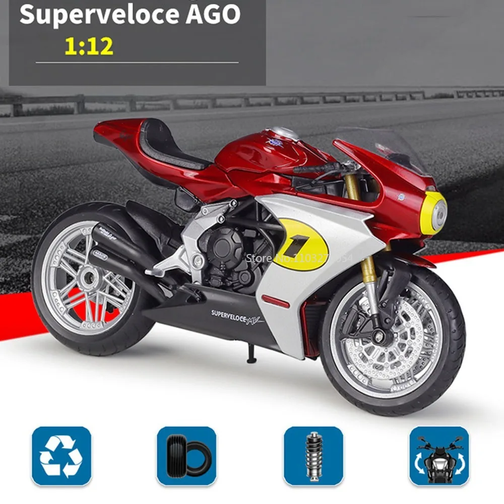 WELLY 1/12 MV Agusta Superveloce Ago Alloy Motorbike Model Car Toy Simulation Diecast Metal Shock Absorber Motorcycle Toys Gifts