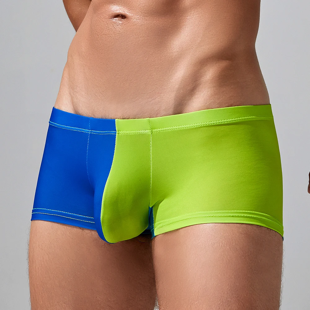 Men's Boyshort Fashion Letter Printing Boyshort Breathable Ice Silk Men's Underwear 3D Small Bag Shorts Without Trace.
