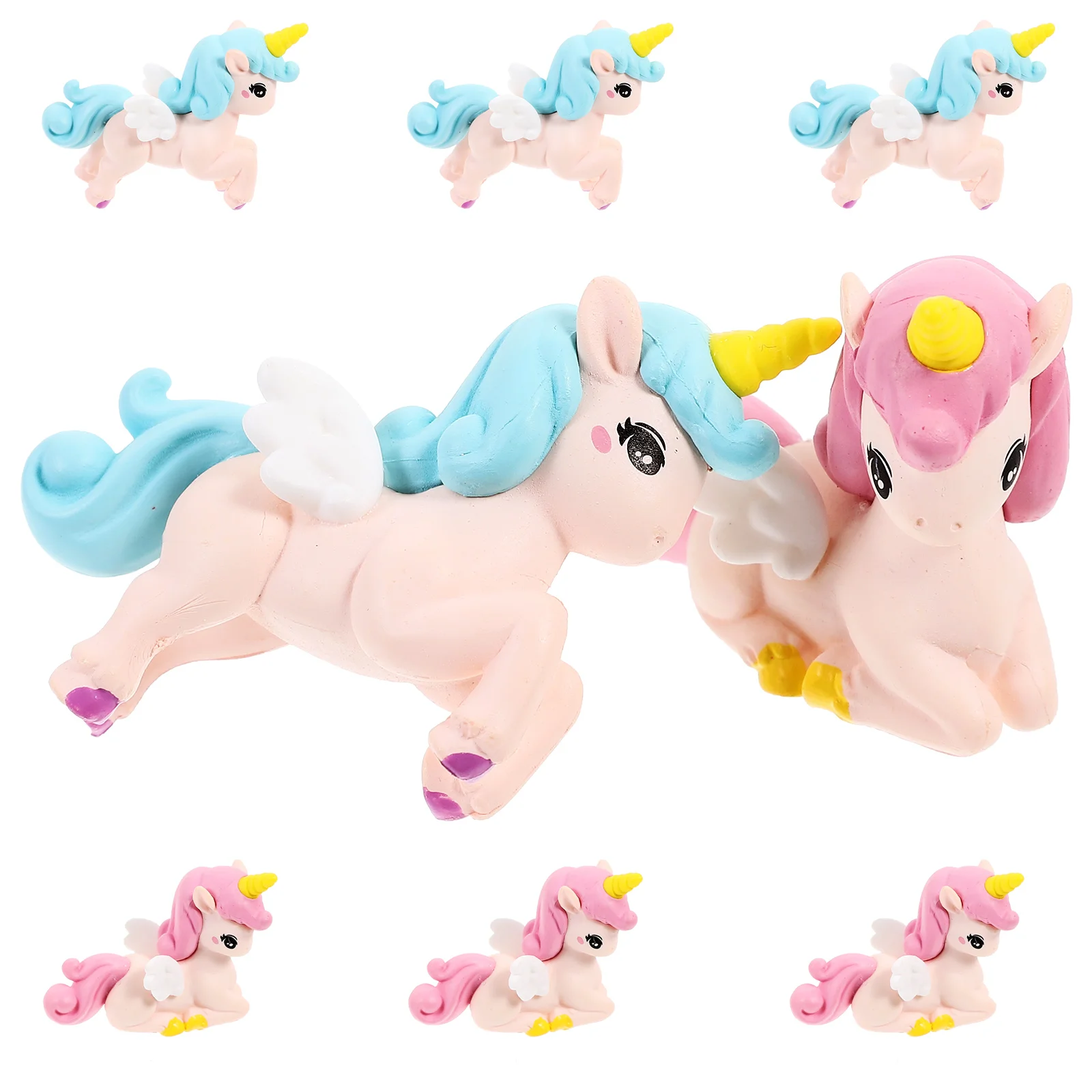8-delige eenhoorn ornamenten mini hars figuur decoraties standbeeld beeldjes miniatuur kleine glazen taart