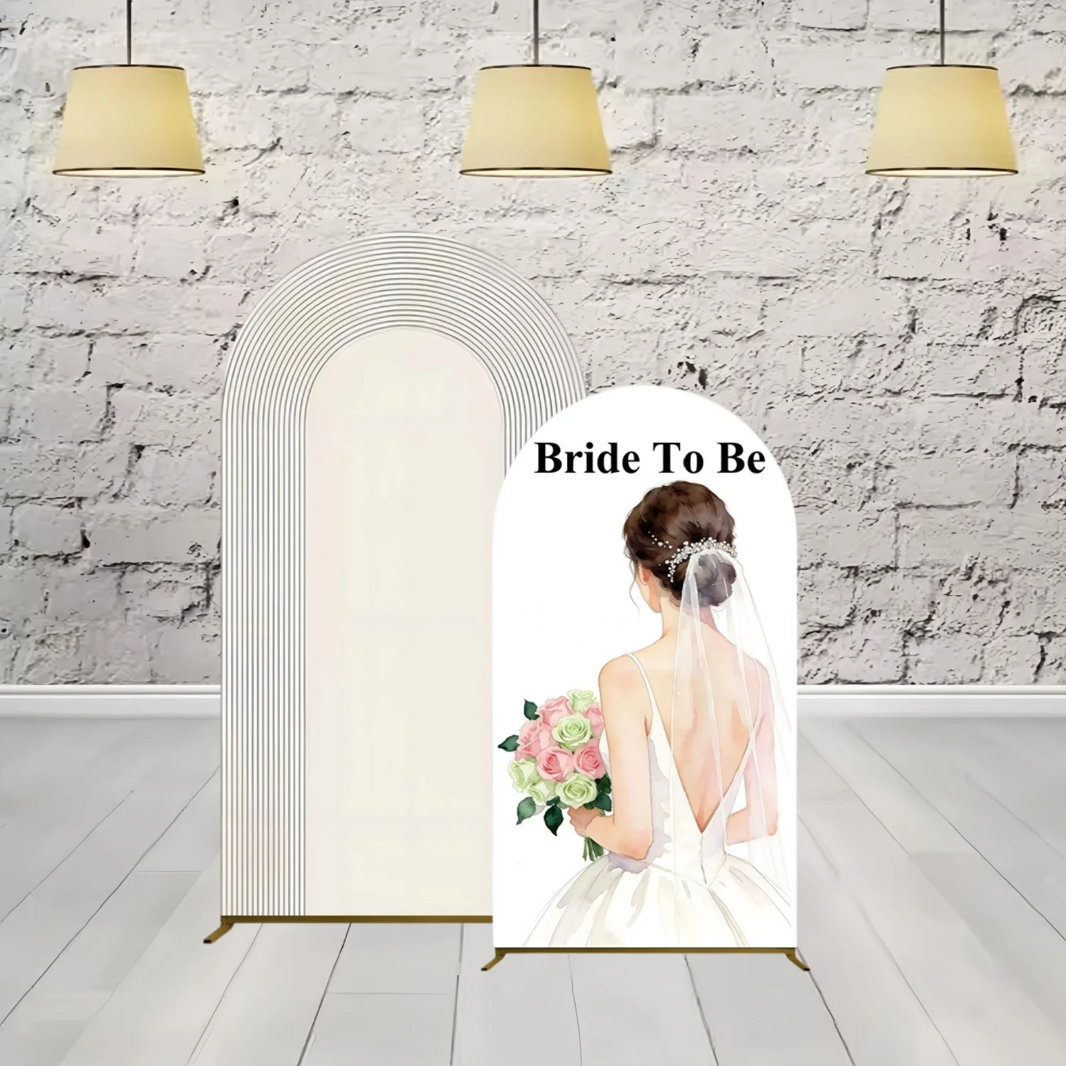 Bride To Be Arch Backdrop Wedding Bridal Shower Photo Background Bride Dress Bouquet Floral Design Standing Prop Scene Decor