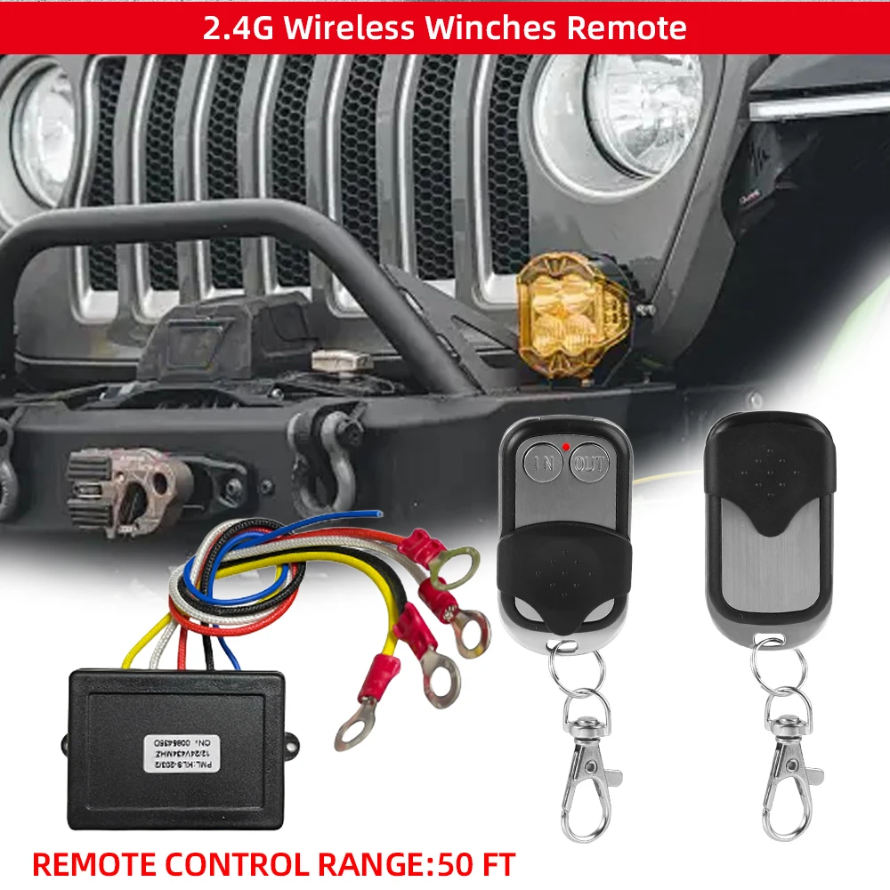 

Беспроводной комплект дистанционного управления лебедкой 12 В-24 В Автомобильная электрическая лебедка Пульт дистанционного управления 50 футов для ATV UTV SUV Jeep 4x4 Off-roads Recovery Trucks