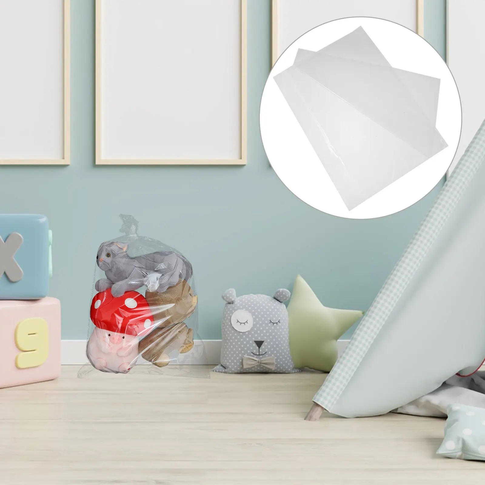 

100Pcs Clear Package Bags Extra Thick Pe Construction Transparent Design Quick Locate Storage Pouches for Items