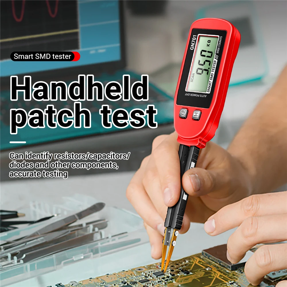 GN701 Digital Tweezers Smart SMD Tester Electrical Multimeter Resistance Capacitance Diode Test Meter LCD Display Auto Power Off