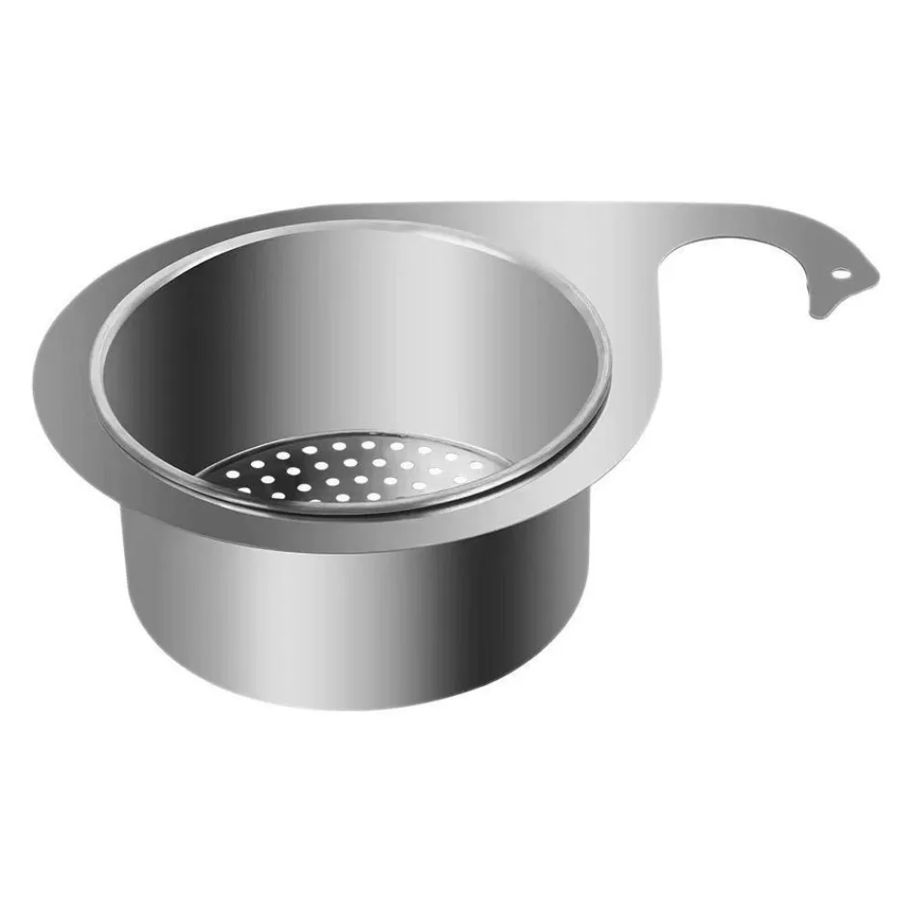 Stainless Steel Swan Shape Sink Drain Basket Hanging Dry Wet Separation Sink Strainer Space Saving Removable Sink Drain Filter