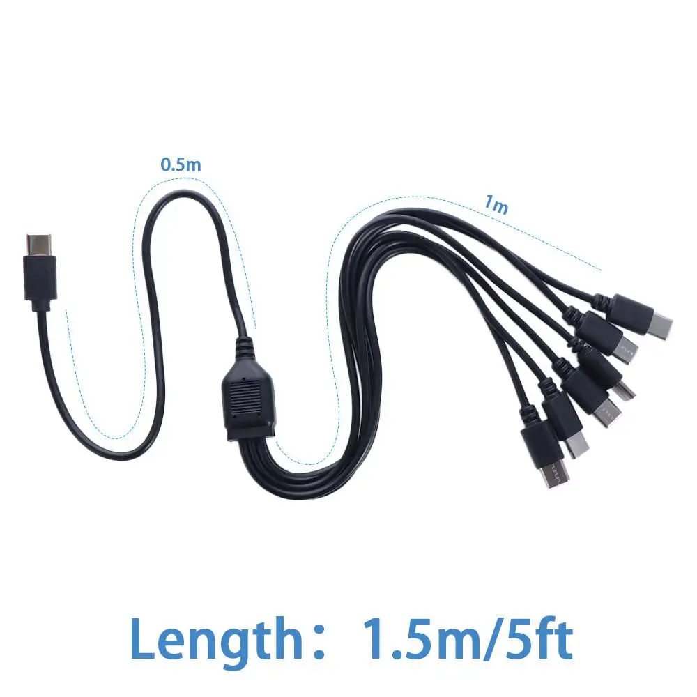 

6 in 1 Type-C USB C Splitter Cable 50cm8150cm USB Y Splitter Multi USB C To USB C Cable Black Micro-USB