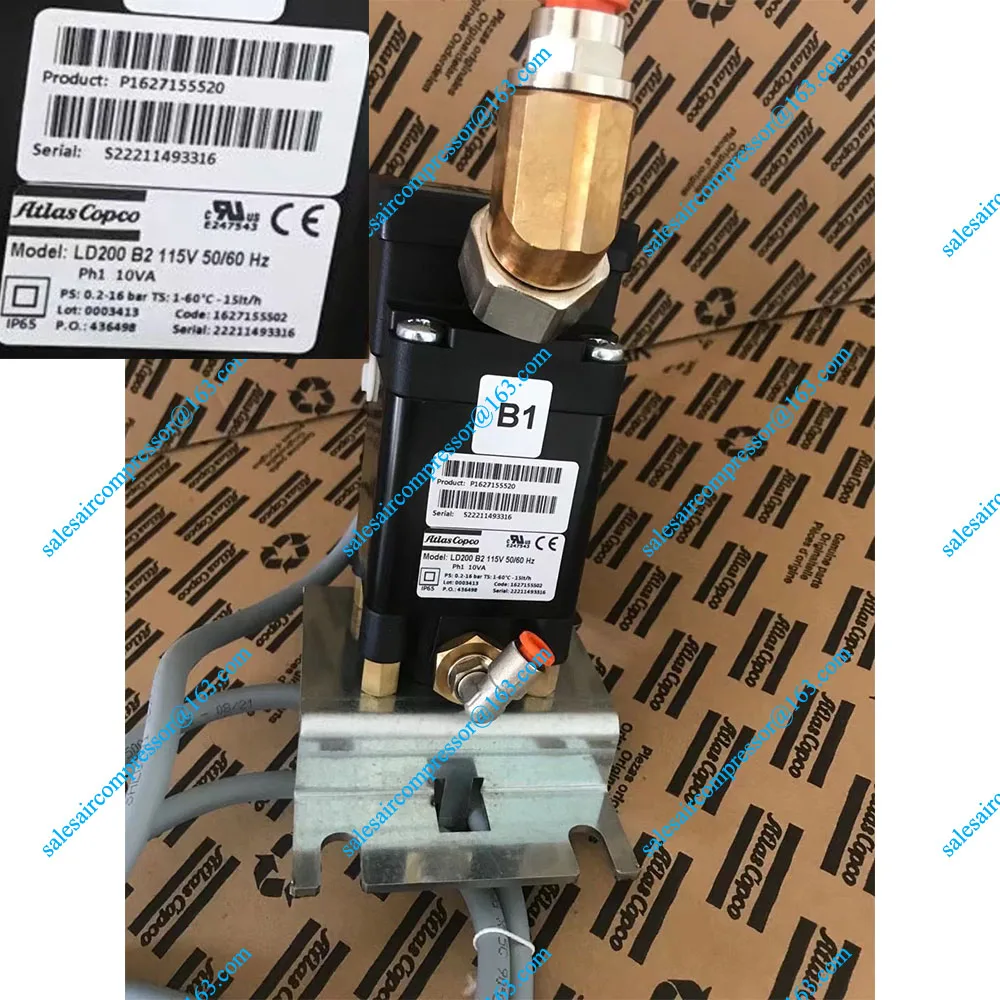 

LD200 ASSY 115V auto drain valve 1627155520 50/60HZ atlas copco drain valve assembly geniune parts 1627151286