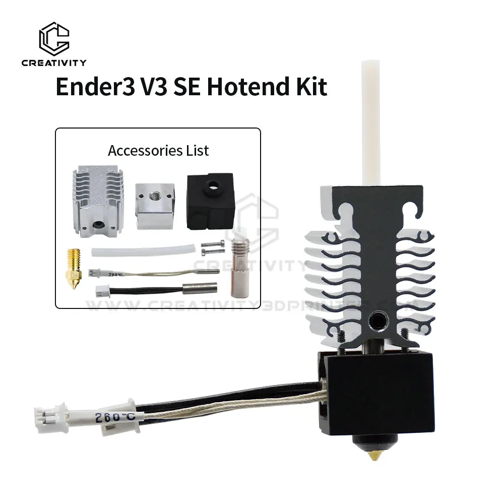 

For Ender3v2/cr10s Pro/cr10 V2/V3 se J-head Hotend Kit Aluminum Heat Block with Heater Thermistor Hotend 0.4mm Nozzles