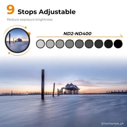 K&F Concept ND2-400 Nano X No X Lens Filter Variable Adjustable Neutral Density 49mm 52mm 58mm 62mm 67mm 77mm 82mm ND Filter