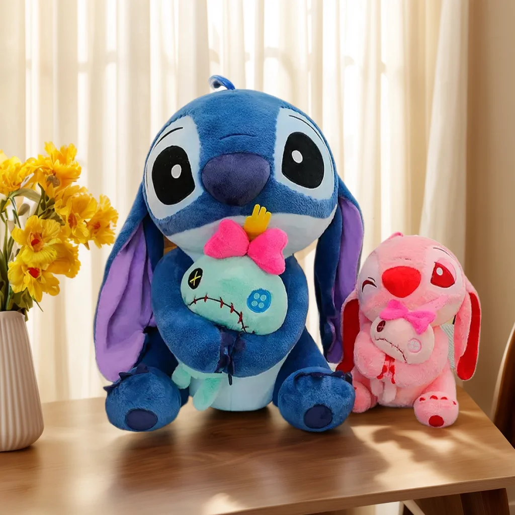 Figuras de Anime Stitch Hug Scrump de 25CM, muñecos de Lilo & Stitch, juguetes de dibujos animados, almohadas, juguete tranquilizador para niños, decoración de sofá, regalos de cumpleaños