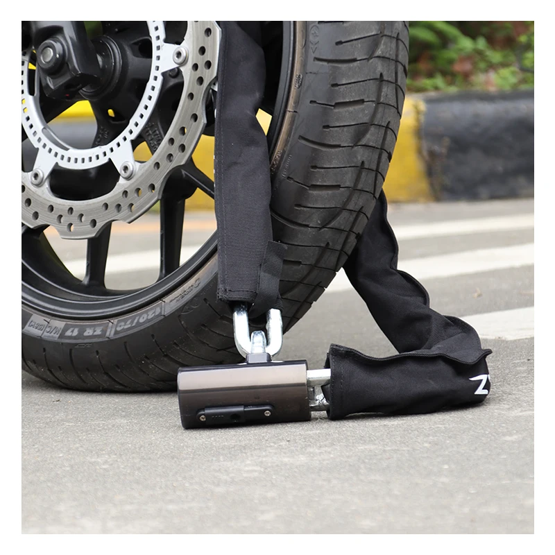 

STLF Customizable Outdoor Waterproof Anti-drilling Safety Bike Chain Lock Anti-Theft 120db Alarm Steel Hardened Bicycle Lock