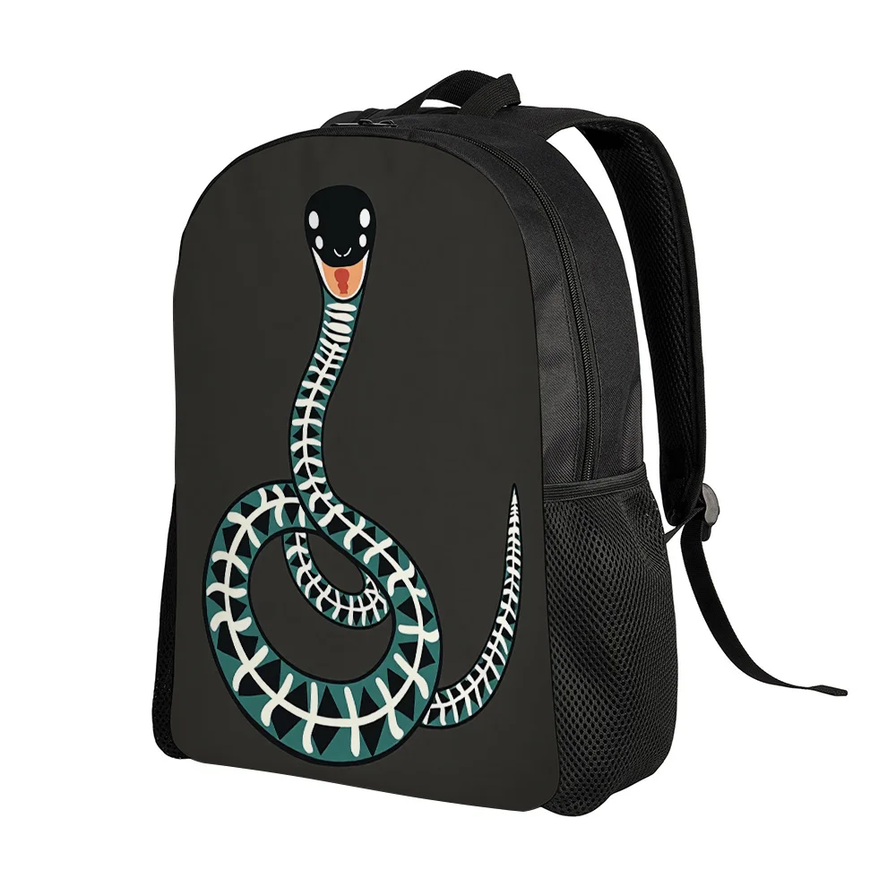 

1 green snake pattern white patterned backpack | Cute lightweight, large capacity, adjustable shoulder strap, suitable