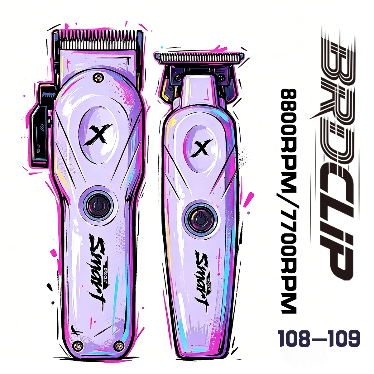 

New BRDCLIP X Series DLC BLADE 0 tooth pitch Base Professional 8800rpm Barber Clipper Set Hair Trimmer 7700RPM Men's Haircutting
