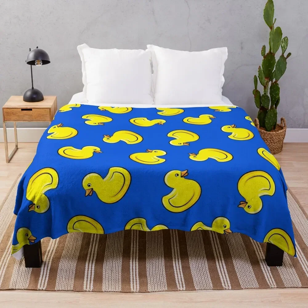 고무 오리-파란색 투척 담요, 침낭 관광 담요