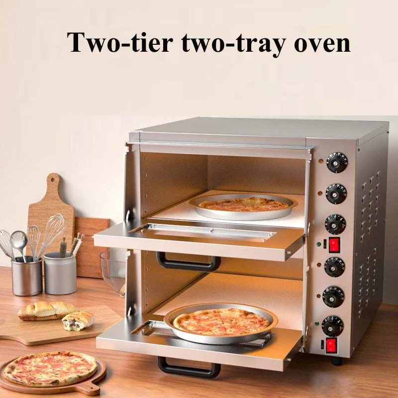 Commercial Double-layer Large-capacity Pizza Tart Cake Double-layer Independent Temperature Control Multifunction Oven Provided