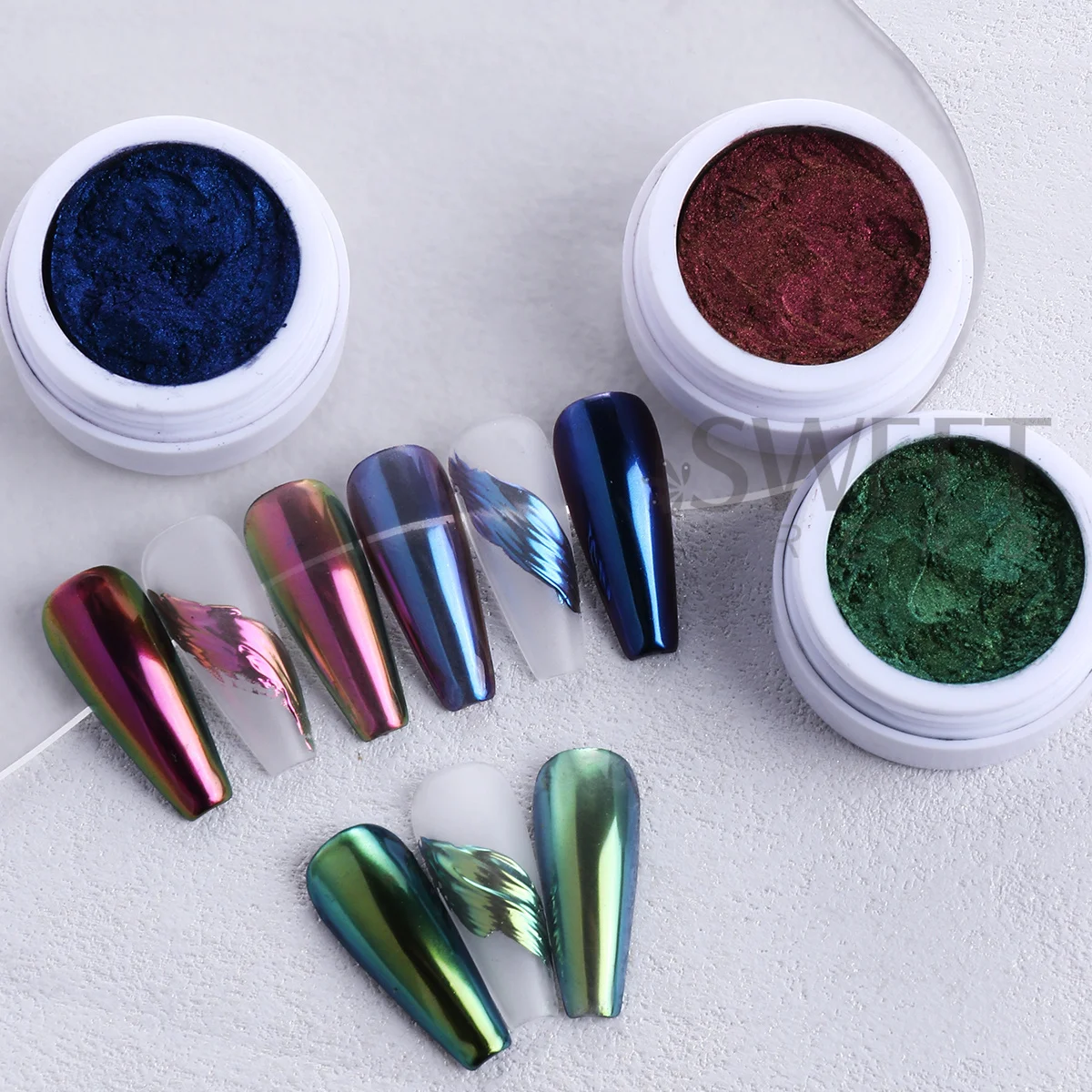 0.3g カメレオンネイルアート顔料 レインボーミラー 高品質クロームラビングダスト 高級万能カラー 光学マニキュアグリッター