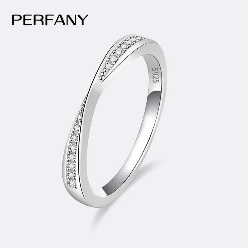 PERFANY 0.13CT Moissanite Ring for Women S925 Pure Silver Geometric Cross GRA Certified Diamond Ring Wedding Fashion Jewelry