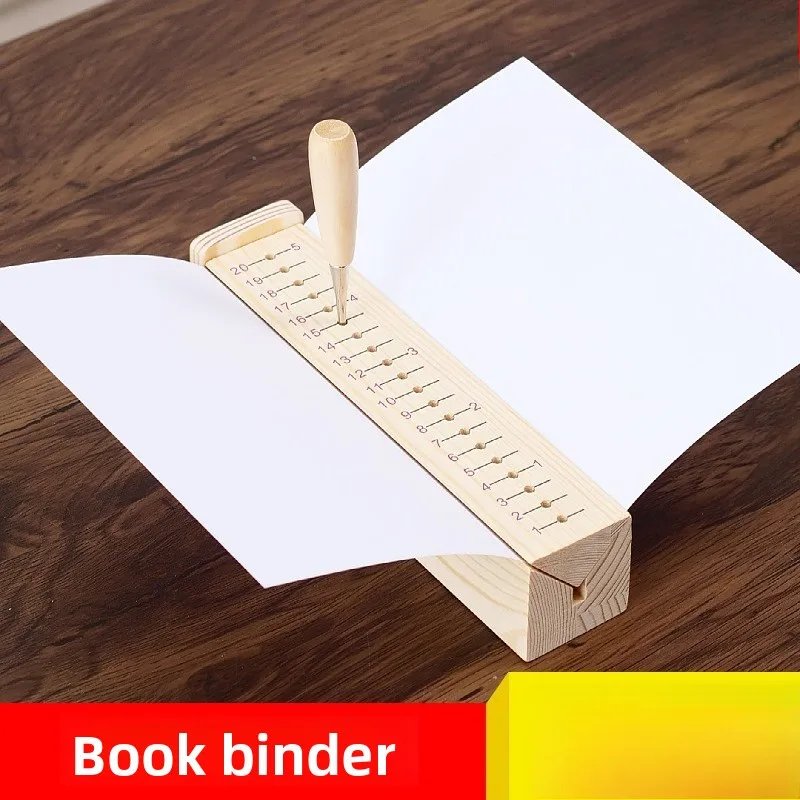 Wooden Stapler, Punching Bracket, Document Stapler, Manual Ledger Binding Set, Book Binding Bracket Binders
