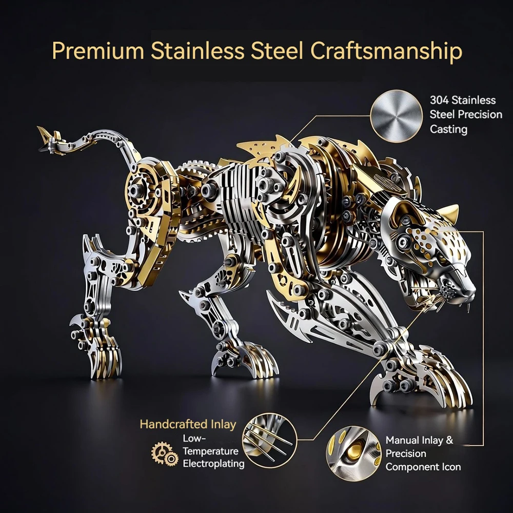 

DIY assembly 3D metal cheetah assembly model set decorative toy ornaments mechanical puzzle solving cool boy's gift