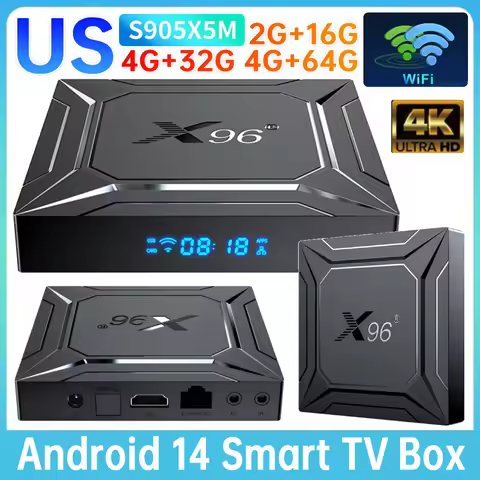 4K HDR Android 14 TV BOX Amlogic S905X5M Smart Android TV Box BT 2.4G/5G Dual WIFI Media Player Suitable for the US Home Theater