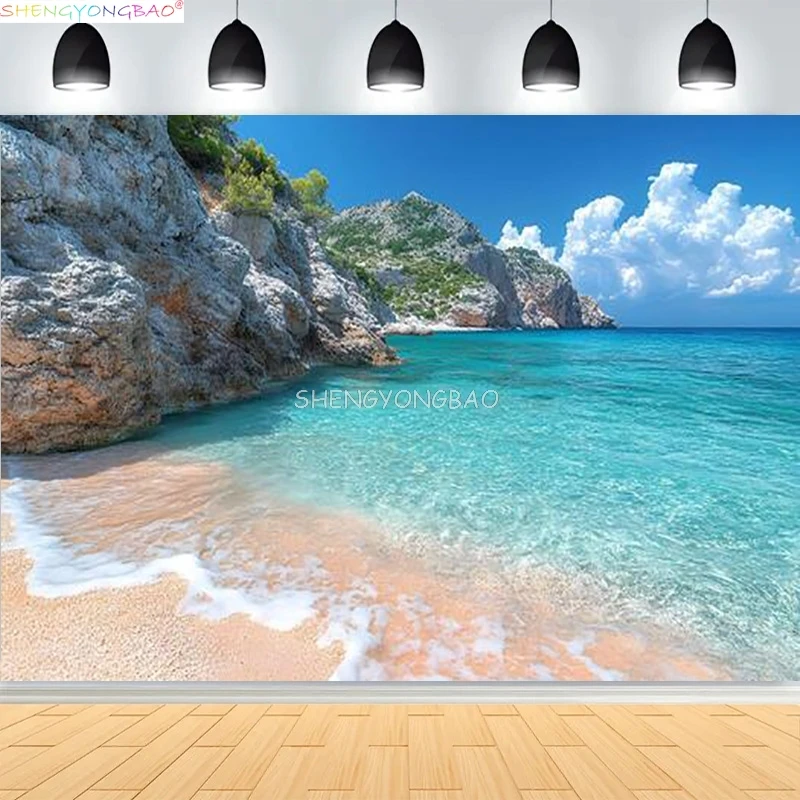 

Capri Island Scenery Background Turquoise Sea Colorful Flowers Rocky Cave Blue Ocean Beach Photography Backdrops SP-04