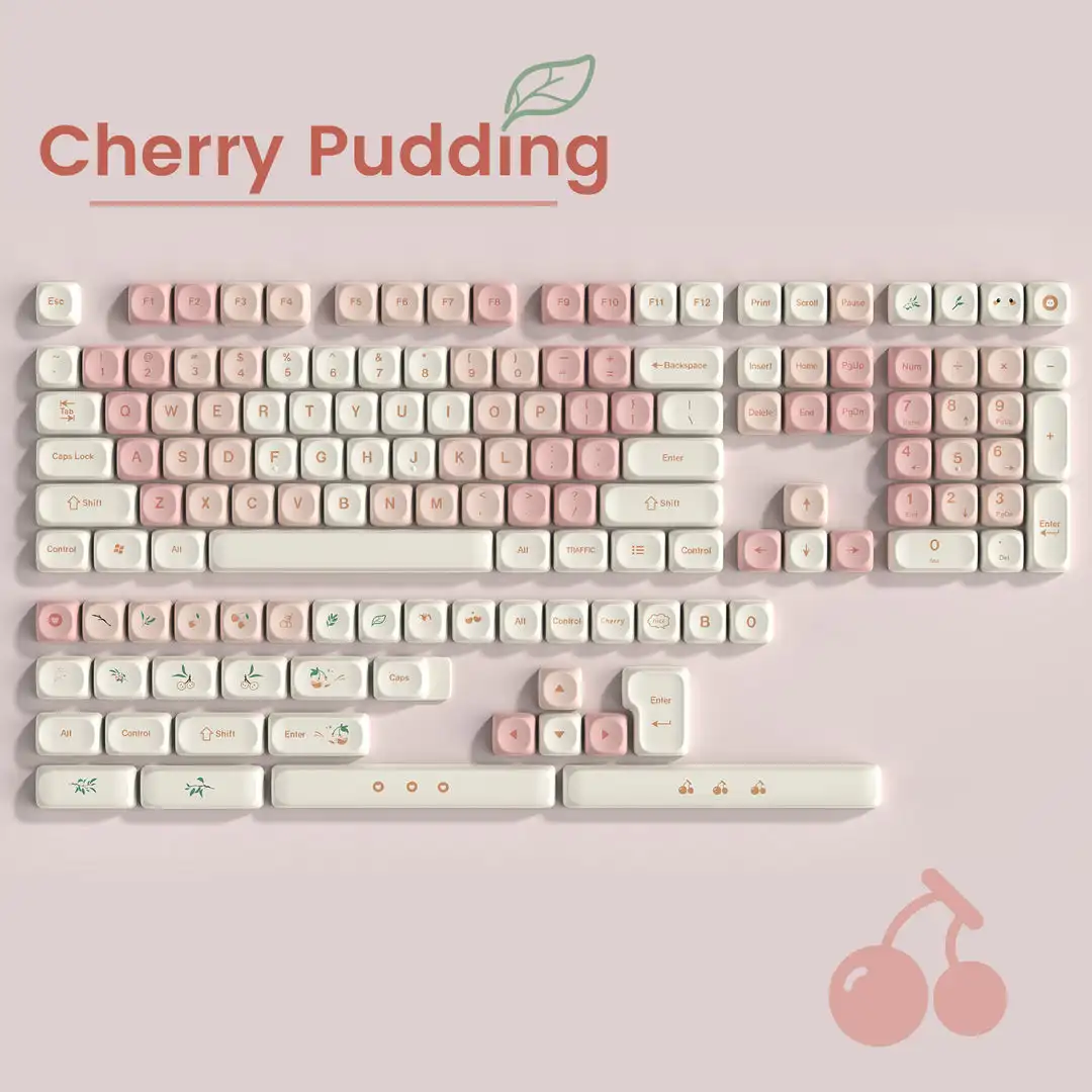 

143 Keys MOA Profile Five-Sided Dye Sub PBT Keycap Cherry Pudding Themed Custom Keycaps for Cherry Gateron MX Switches Keyboard