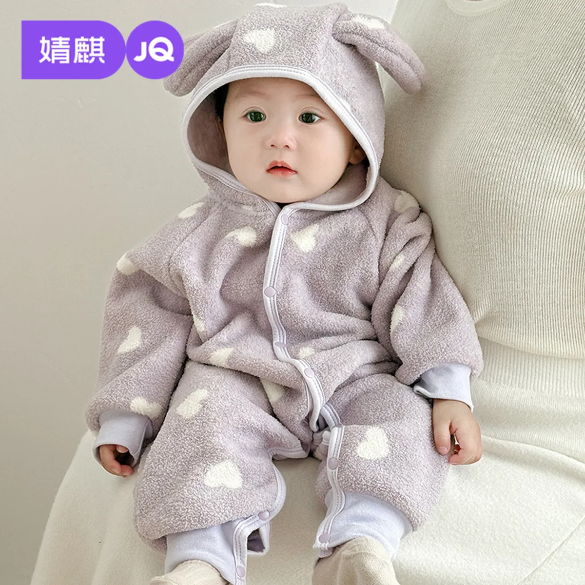 Baby Onesie Autumn and Winter Warm Winter Padded Newborn Clothes Baby Thickened and Velvet Going Out Clothes