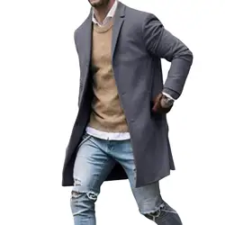 Men Windbreaker Washable Checkered Single Breasted Windbreaker Medium Length Super Soft Men Trench Coat for Daily Wear