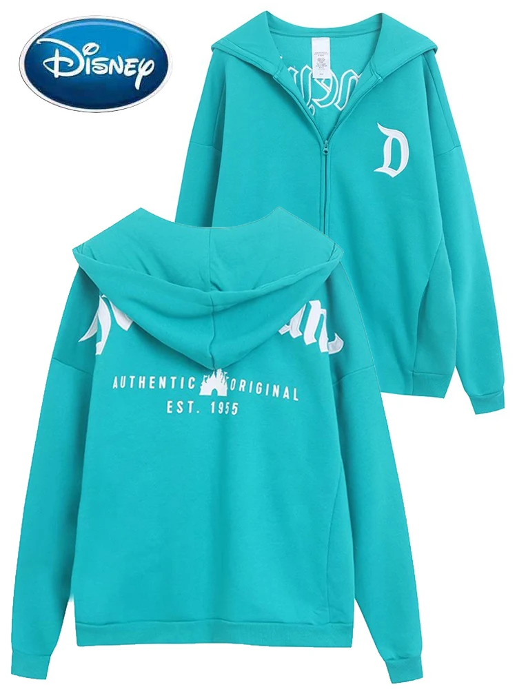 Disneyland Walt Disney World Castle Sweatshirt Mickey Mouse Letter Embroidery Unisex Couple Women Zip Pocket Hooded Jumper Tops