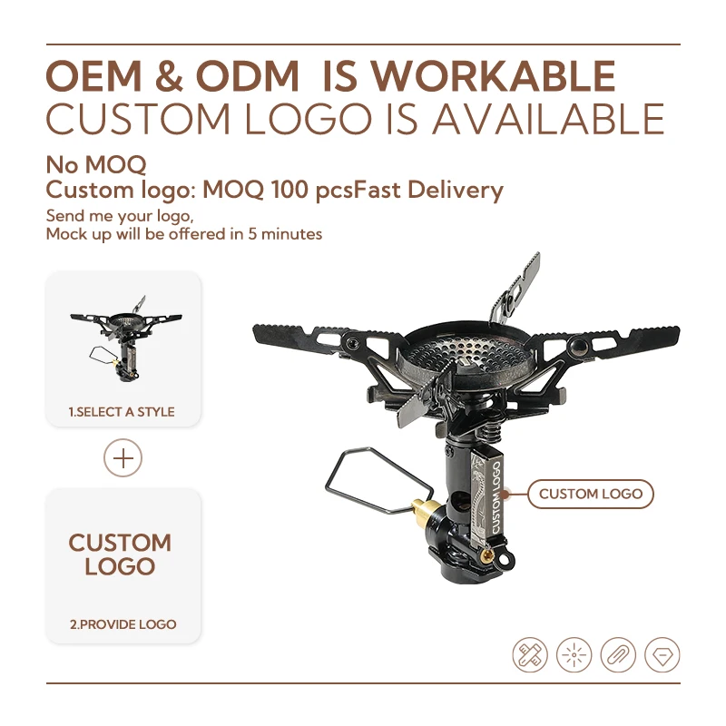 캠프문 2025 기념 야외 부탄 스토브 경량 맞춤 로고 스토브 캠핑 접이식 휴대용 캠핑 가스 스토브