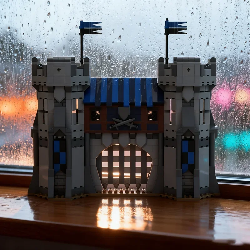 

860 шт. MOC часть ворот, один замок, модель здания, рождественский подарок, блоки, архитектурные игрушки, идея «сделай сам», образование для детей