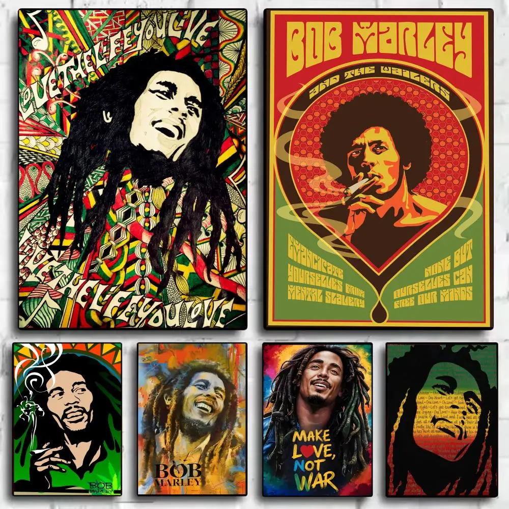 Bob M-Marley Poster HD Self-Adhesive Wall Stickers Mural Pai