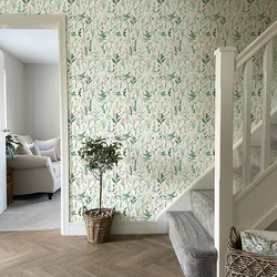 Green Leaf Pink Crush Floral Wallpaper Spring Fresh Flower Peel And Stick Contact Paper Elegant Morden TV Background PVC Decor