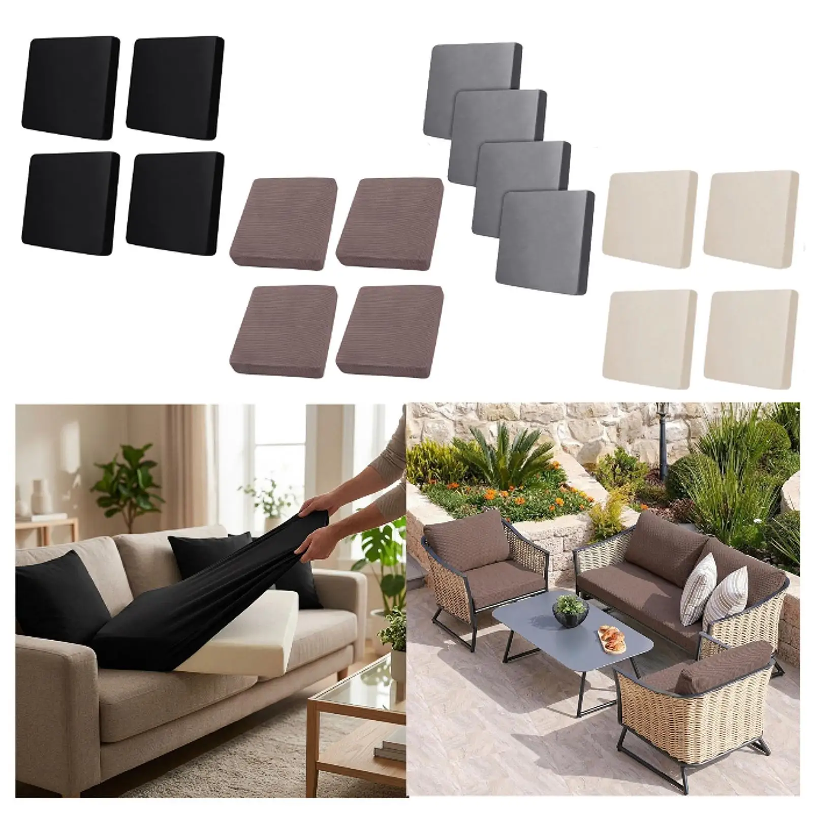 Couch Cushion Cover Soft Stretch Slipcover Protector for Home Living Room Office Restaurant Patio Garden Seating