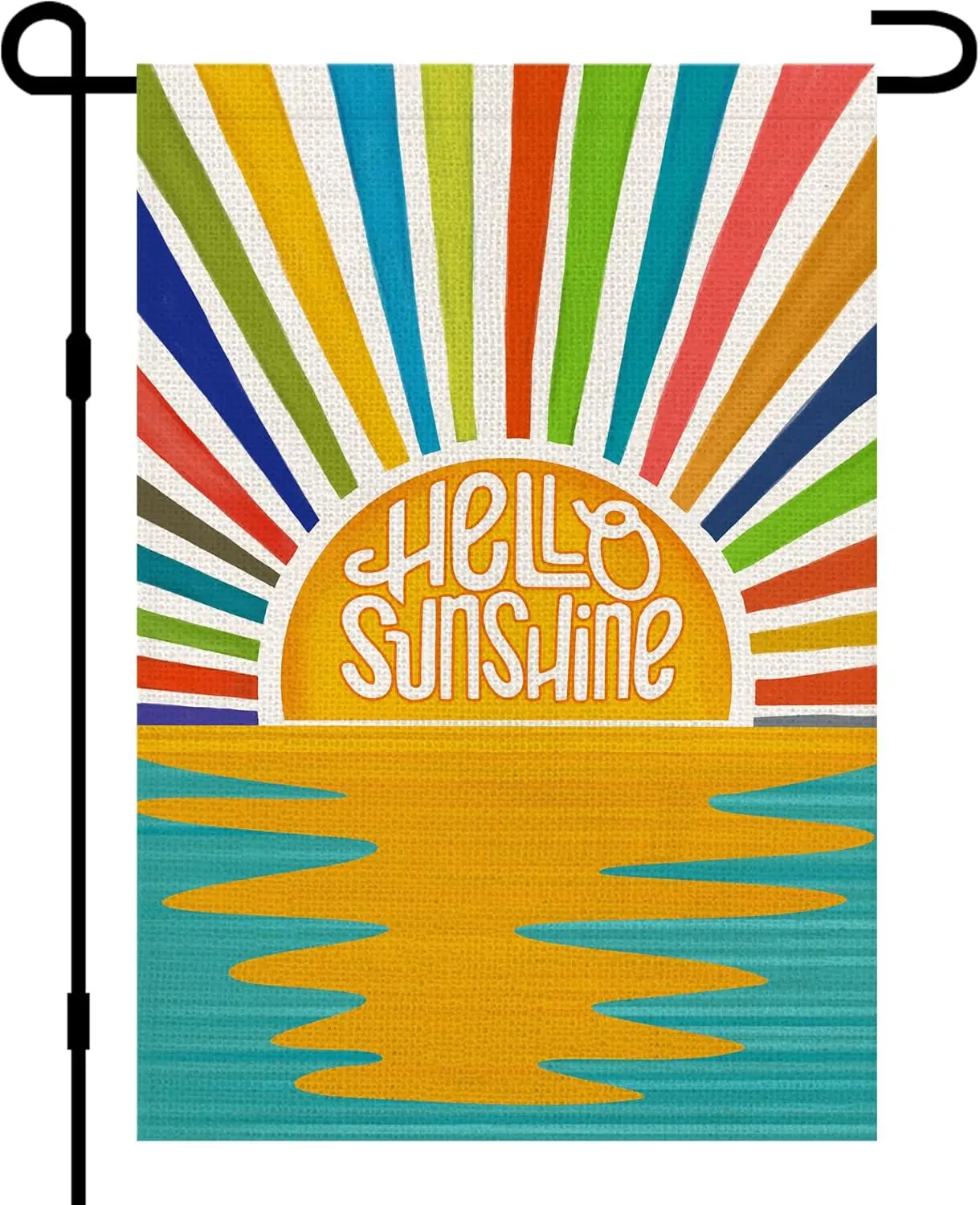 Hello Sunshine Garden Flag Summer 12x18 Inch Double Sided Burlap, Seasonal Sign Small Flags Farmhouse Holiday Yard Lawn Outdoor