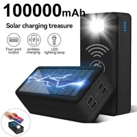 100000mAh Power Bank Magnetic Wireless Super Fast Charge 4USB  2.1A Solar Charging Powerbank  Portable Battery For Xiaomi IPhone