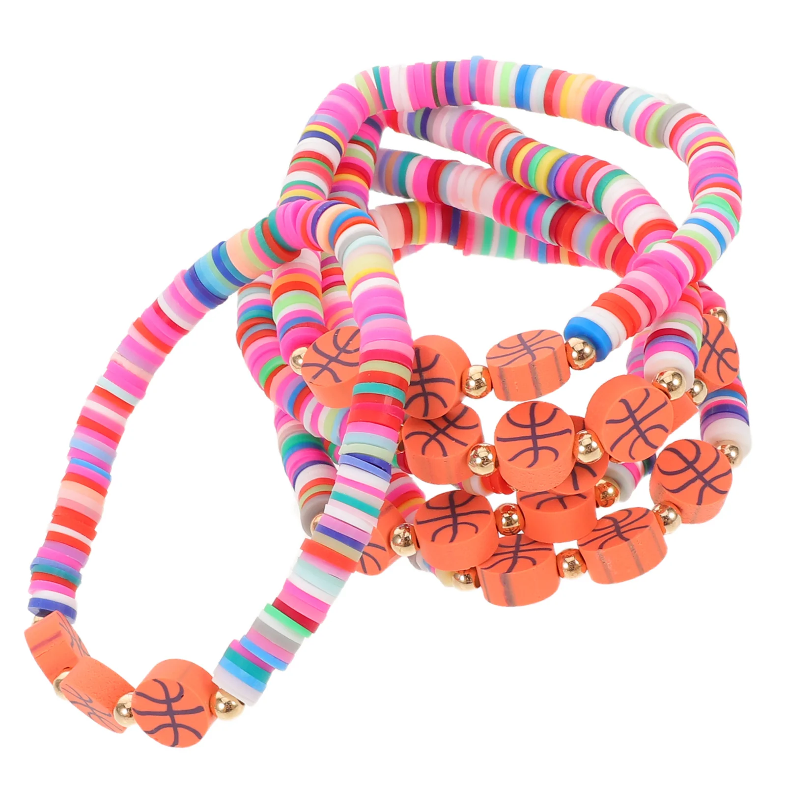 

6Pcs Basketball Bracelets for Girls Beaded Sports Wristbands Cheerleading Team Accessories Motivational Jewelry Game Day