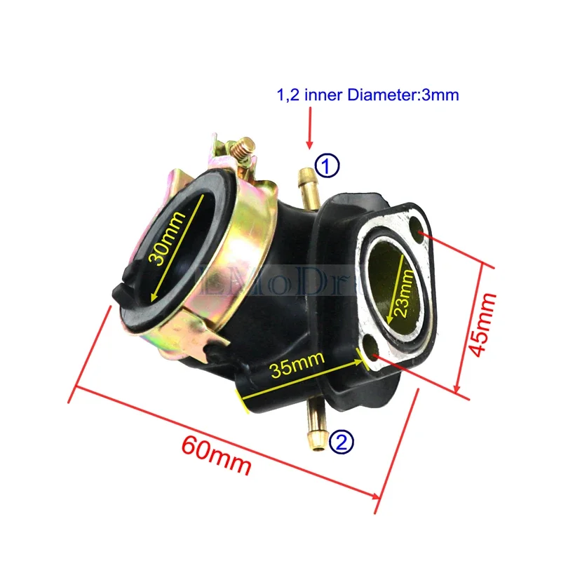 LMoDri Motorcycle GY6 125cc 150cc Intake Manifold Inlet Pipe Moped Scooter ATV Go Kart Engine Part